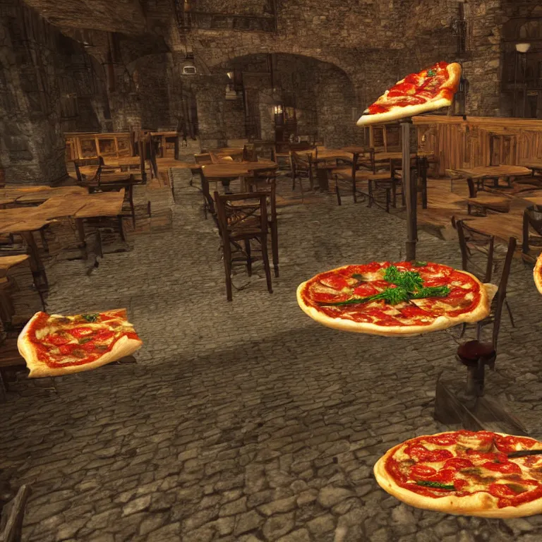 Prompt: A Pizza Hut in dark souls