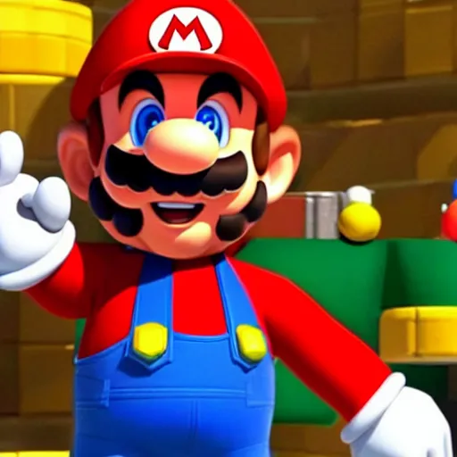 Prompt: Chris Pratt playing Mario in the Super Mario Movie, trailer footage, epic
