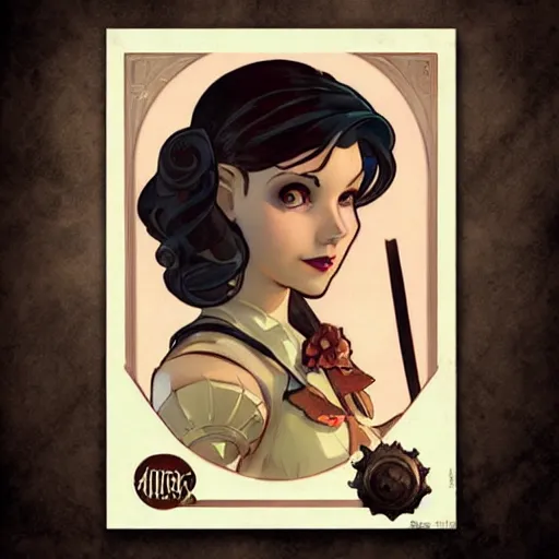 Prompt: lofi bioshock steampunk portrait, Pixar style, art by Artgerm and Greg Rutkowski and Alphonse Mucha.