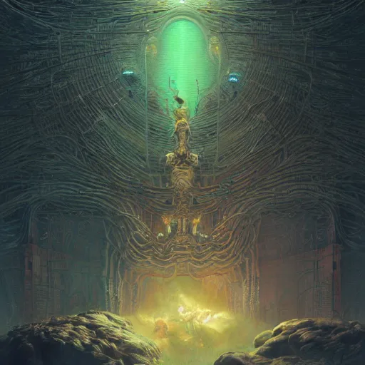 Image similar to dragon, neon, they are watching, RGB, glowing wires everywhere, pristine, by Edgar Maxence and Ross Tran, Zdzisław Beksiński, and Michael Whelan, distant, gustav dore, H.R. Giger, 8k, octane render