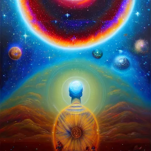 Image similar to galactic nebular astral realm sacred journey in oil painting, trending on artstation, award winning, emotional, highly detailed surrealist art