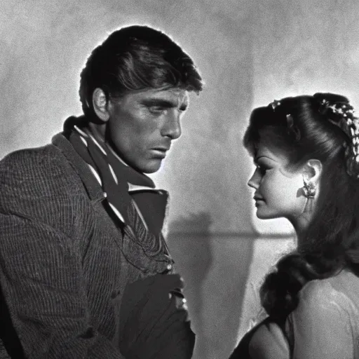 Image similar to a scene from the leopard by luchino visconti with burt lancaster and claudia cardinale