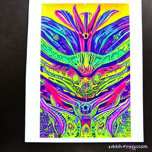 Prompt: psychedelic alien blotter art