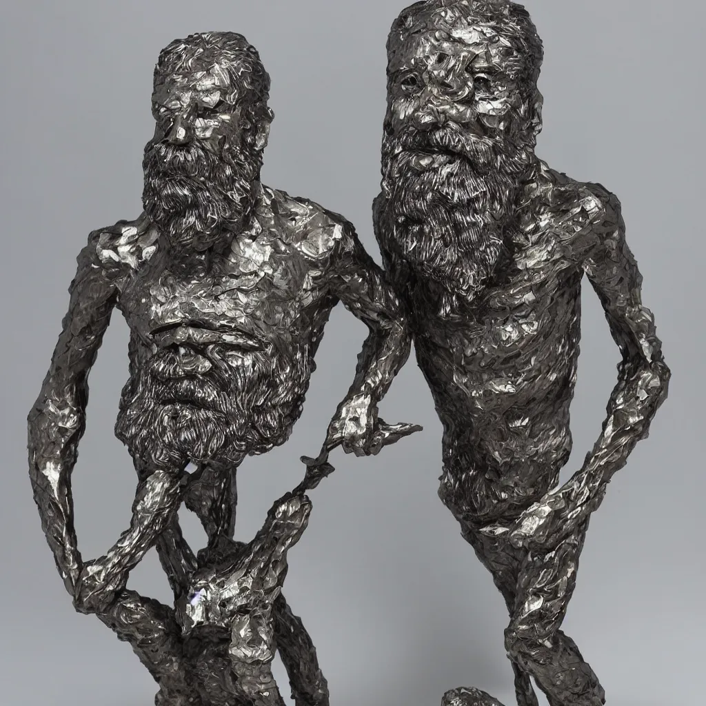 Image similar to matt wilson metal sculpture of a bearded man