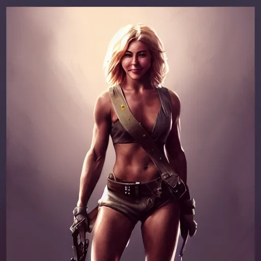 Image similar to julianne hough as a wounded warrior maiden by wlop and glen rutkowski, mate painting, concept art, artstation