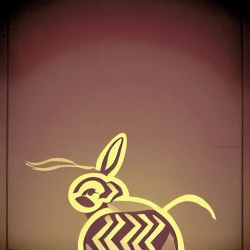 Image similar to a logo of a rabbit, designed by dali