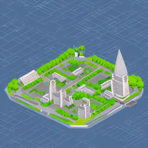 Prompt: 3 d isometric view of london in a computer game style