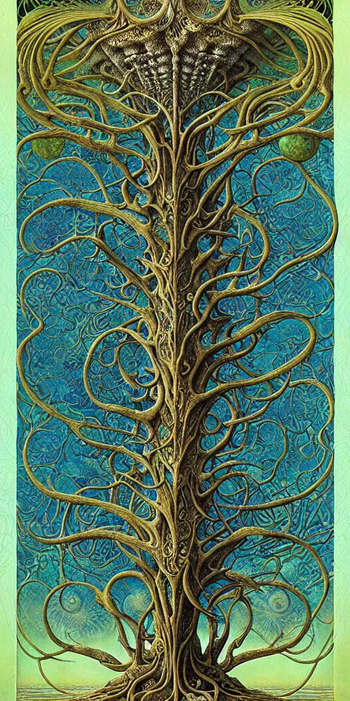 Image similar to tree of life by roger dean and andrew ferez, art forms of nature by ernst haeckel, divine chaos engine, symbolist, visionary, art nouveau, botanical fractal structures, organic, detailed, realistic, surreality