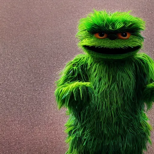 Image similar to stunning award winning hyperrealistic hdr 8 k highly detailed portrait photo of oscar the grouch as a real human