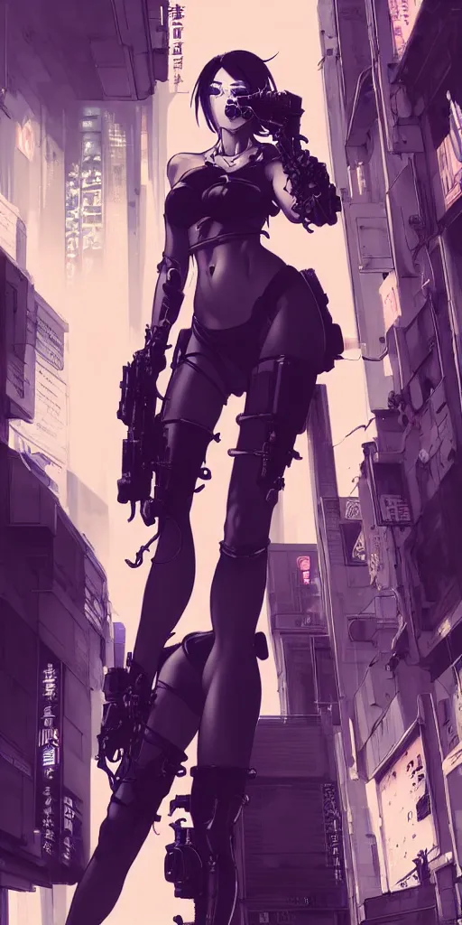 Image similar to hyper - realistic cyberpunk portrait of beautiful! anime woman standing on tokyo street, extreme detail, alluring, in style of yoji shinkawa, pan ren wei, col price, atey ghailan, by greg rutkowski, by greg tocchini, by james gilleard, by joe fenton, by kaethe butcher, grunge aesthetic