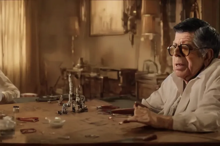 Prompt: a cinematic portrait of jerry lewis fusing with a mechanical monstrosity, hyperdetailed, fritz lang and shinya tsukamoto, 8 k, hd, high resolution, 8 5 mm, f / 1. 8
