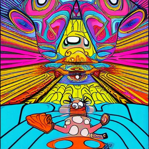 Image similar to ren and stimpy psychedelic dmt trip