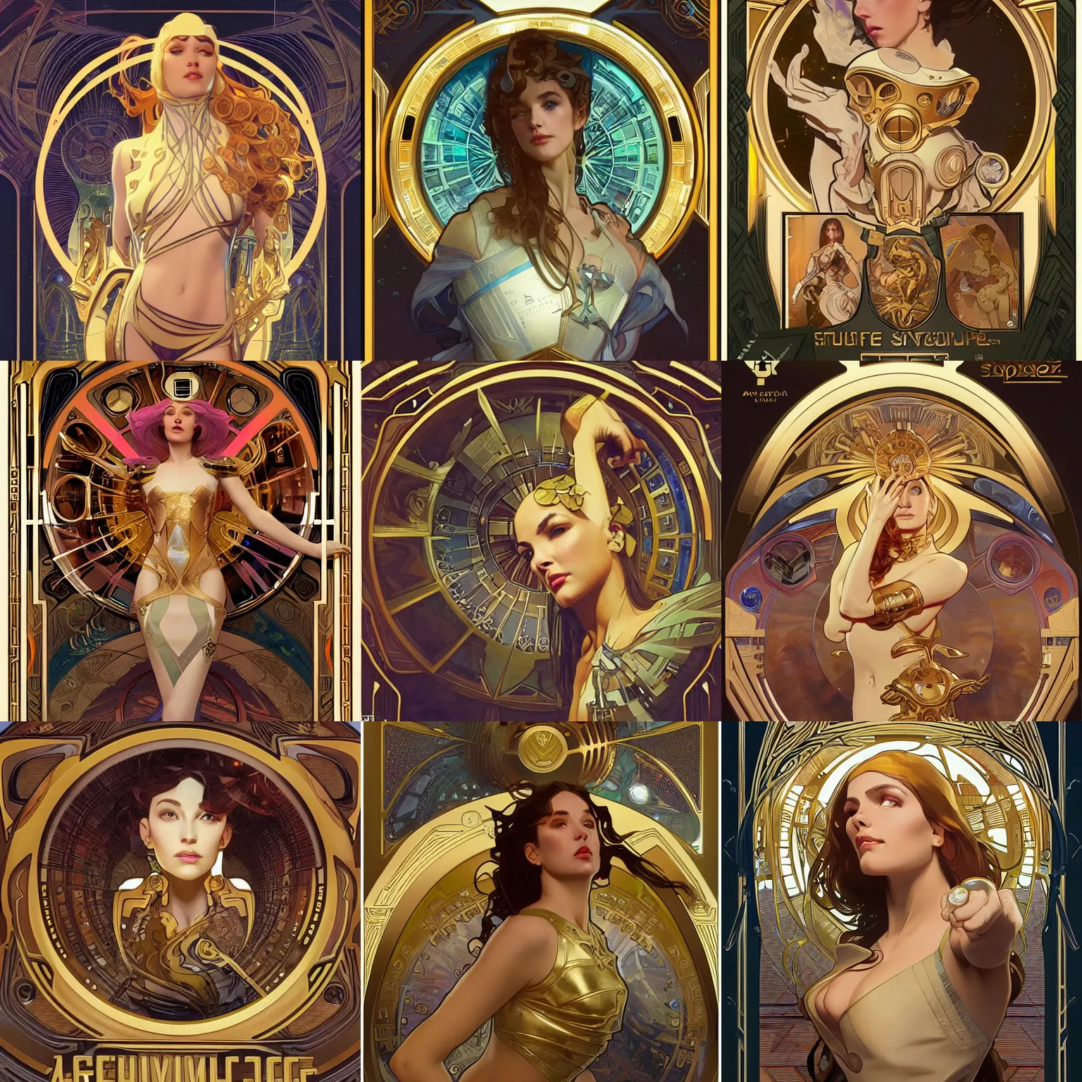 Prompt: scifi, a gold vault chest slightly open with hidden luxury goodies, alphonse mucha, artgerm, magali villeneuve, greg rutkowski