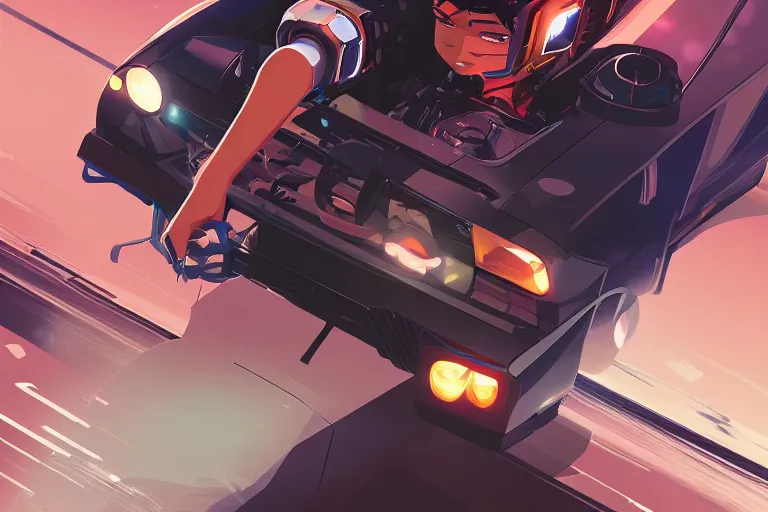 Image similar to digital illustration of vector w 8 twin turbo by makoto shinkai, ilya kuvshinov, lois van baarle, rossdraws, basquiat | afrofuturism, in the style of hearthstone