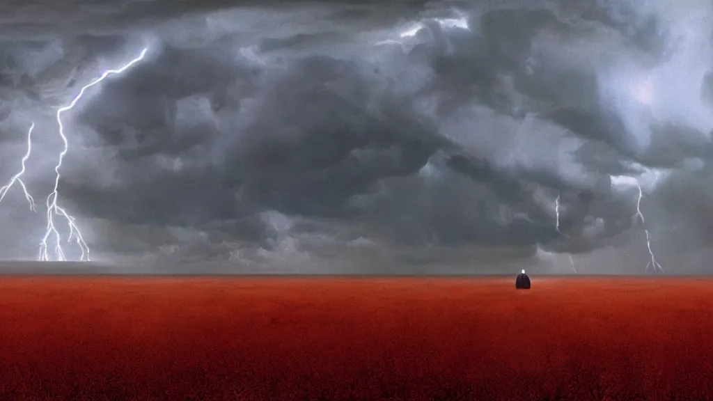 Image similar to lightning in a bottle, film still from the movie directed by denis villeneuve and david cronenberg with art direction by salvador dali and zdzisław beksinski, wide lens