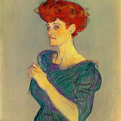 Image similar to portrait of julia roberts, by henry de toulouse lautrec