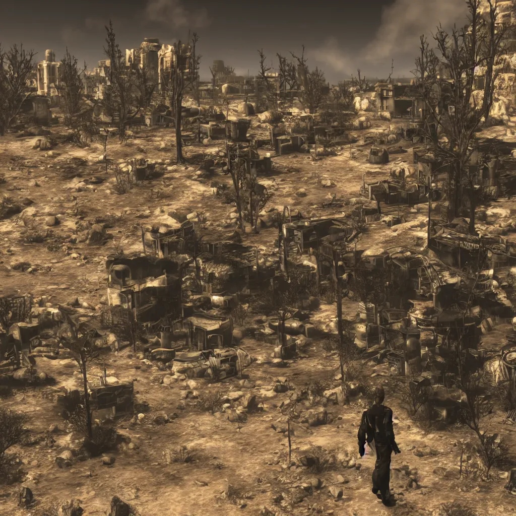 Prompt: a screenshot from the game Fallout New Vegas, 8k, fine dust