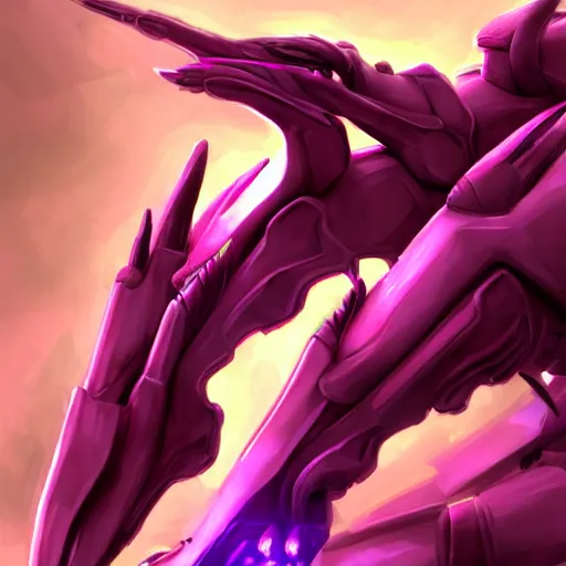 Image similar to very close up foot pov shot, detailed foot shot, feet art, furry paw pov, paw pov, dragon paw, paws, hyperdetailed elegant beautiful stunning hot anthropomorphic mecha female dragon, sharp silver armor fuchsia skin, showing quality detailed paws mecha dragon feet at camera, sharp claws, warframe fanart, furaffinity, deviantart, ekasportal