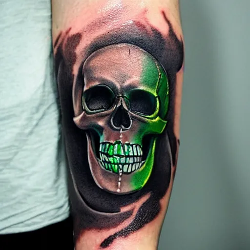 green skull tattoo