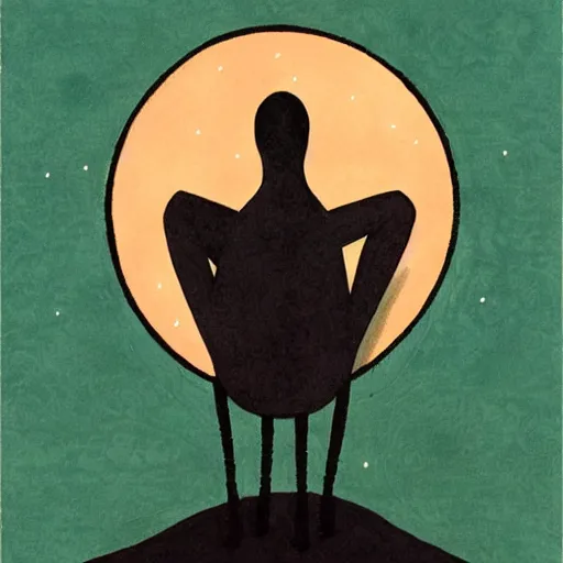 Prompt: by edward gorey, by andy kehoe graphic design extemporaneous. a drawing of a man with a large head, sitting in a meditative pose. his eyes are closed & he has a serene look on his face. his body is made up of colorful geometric shapes & patterns that twist & turn in different directions.