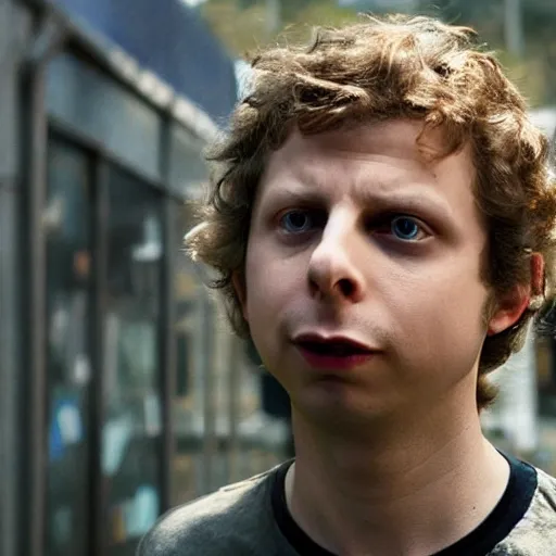 Image similar to michael cera as an action movie star, cinematic, directed by michael bay