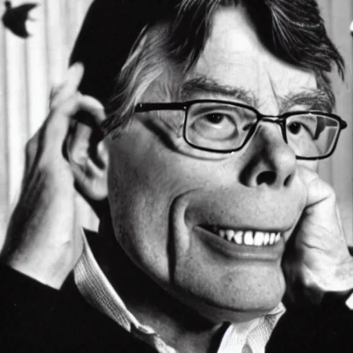 Prompt: stephen king maniacally writing a book