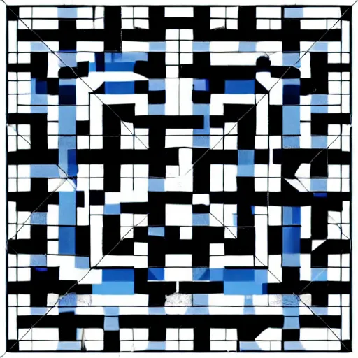 Image similar to rhythmical ornament black blue white squares grid pattern structure perfectly aligned visual techno music