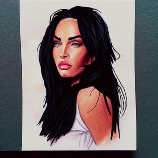 Image similar to “Megan Fox crayons paintings”