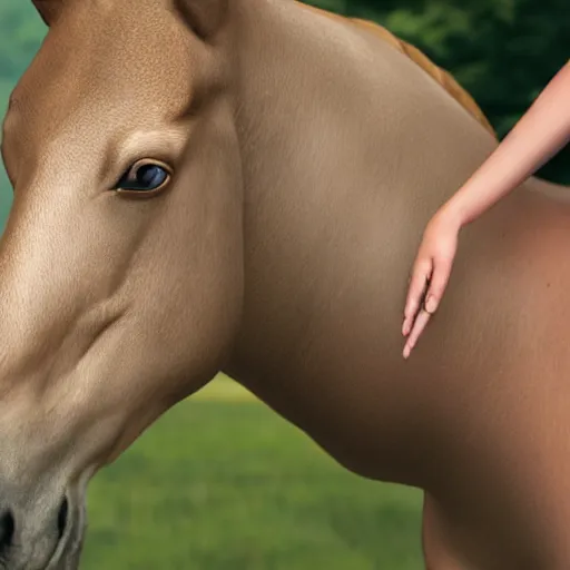 Image similar to human horse hybrid, photorealistic, award winning, high quality, high resolution