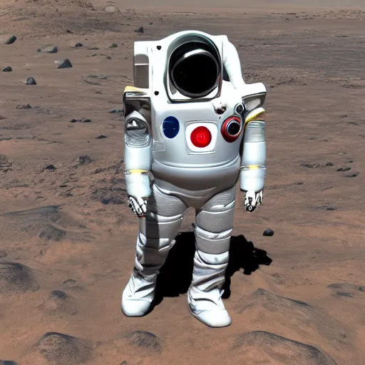 Image similar to photo of robotic spacesuit mechanical design high-tech, mars exploration, futuristic, unreal engine W 1024