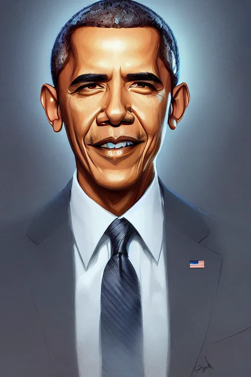 Image similar to portrait of obama by artgerm, tooth wu, dan mumford, beeple, wlop, rossdraws, james jean, marc simonetti, artstation giuseppe dangelico pino and michael garmash and rob rey and greg manchess and huang guangjian and makoto shinkai