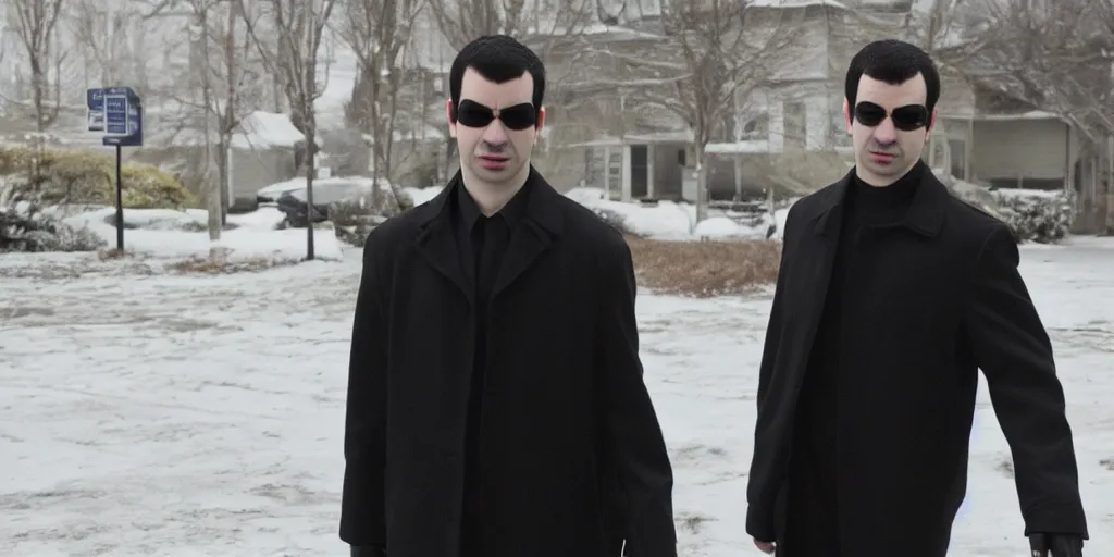 Prompt: nathan fielder dodging a bullet in the matrix, wearing a cool black coat, ultrarealistic, 4 k