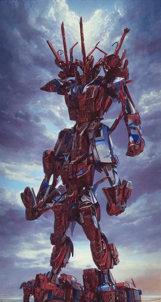 Image similar to realistic portrait beautiful detailed 3 d painting of cinematic movie scene, voltes v build up in sahara dessert. action sequence, created by gustave dore and greg rutkowski, high detailed, smooth draw, synthwave neon retrofuturism, intricate, realistic proportions, dramatic lighting, trending on artstation.