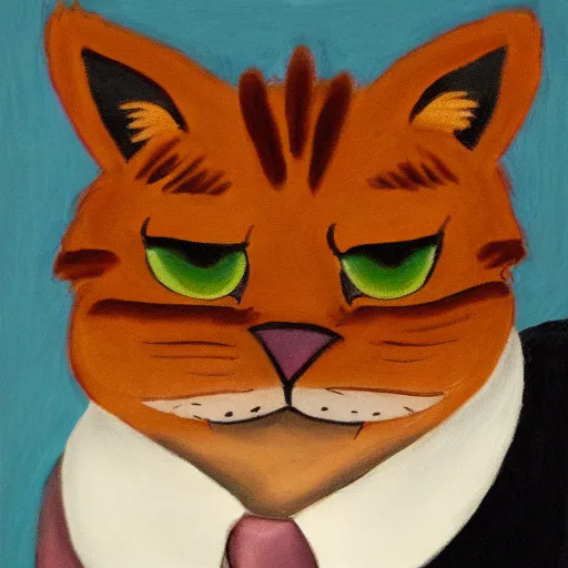 Prompt: portrait of garfield by daniel farson