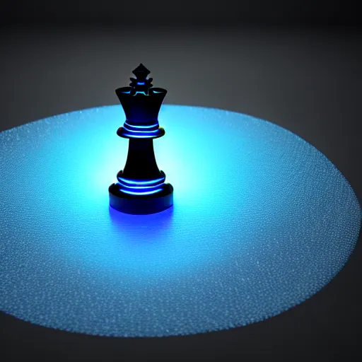Image similar to tron photo of a queen chess piece made of plasma lights, , orthographic, Puddles, high point of view, smooth 3D Illustration, Cinematic Matte Painting, soft render, volumetric lighting