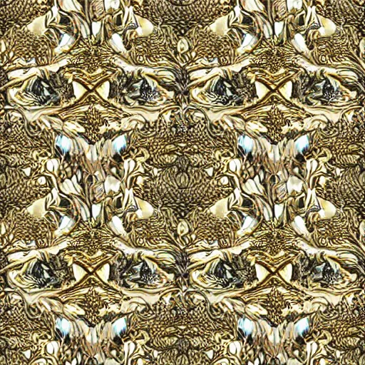 Prompt: a beautiful pattern made of ivory and gold, highly intricate, digital art, very detailed, in the style of a weird and dark eerie liminal art nouveau flemish painting, 8k,