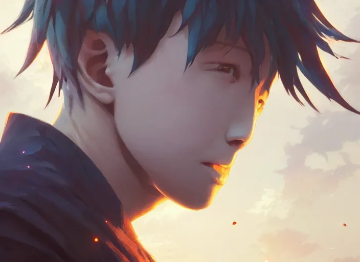 Prompt: highly detailed portrait of a boy with thunder powers, in tokyo ghoul, stephen bliss, 8 k, unreal engine, fantasy art by greg rutkowski, loish, rhads, ferdinand knab, makoto shinkai and lois van baarle, ilya kuvshinov, rossdraws, tom bagshaw, global illumination, radiant light, detailed and intricate environment