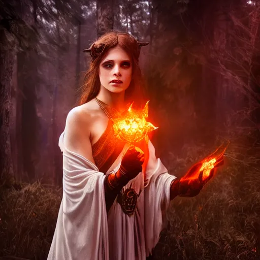 Image similar to mage casting dark magic ,Grim fantasy, D&D, HDR, natural light, shoulder level shot, dynamic pose, award winning photograph, Mucha style, 8k,