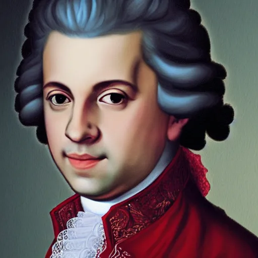 Image similar to charlie puth as wolfgang amadeus mozart portrait