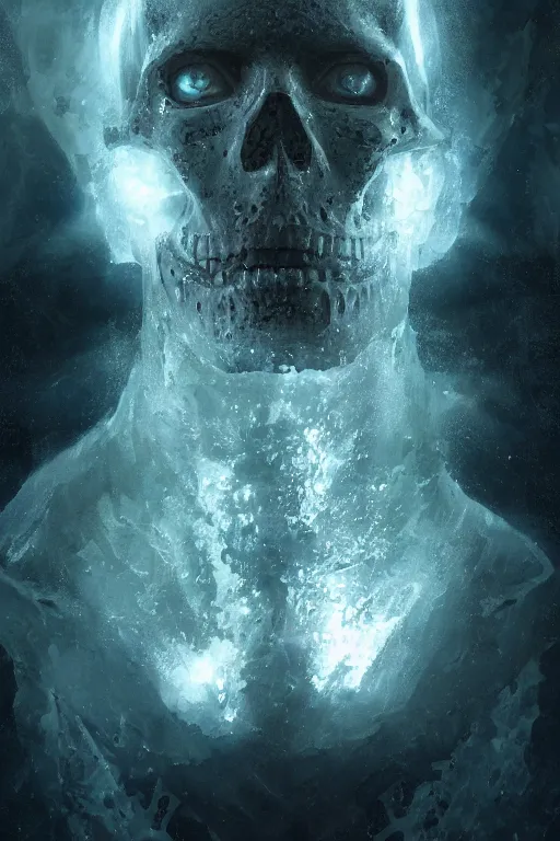 Image similar to atlantis skull, close - up portrait, powerfull, intricate, elegant, volumetric lighting, scenery, digital painting, highly detailed, artstation, sharp focus, illustration, concept art, ruan jia, steve mccurry