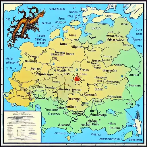 Prompt: map of russia with dragon icons,