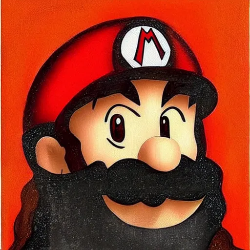 Prompt: a portrait of super - mario!!!!!! painting by da vinci in the style of ( ( ( ( mona lisa ) ) ) )