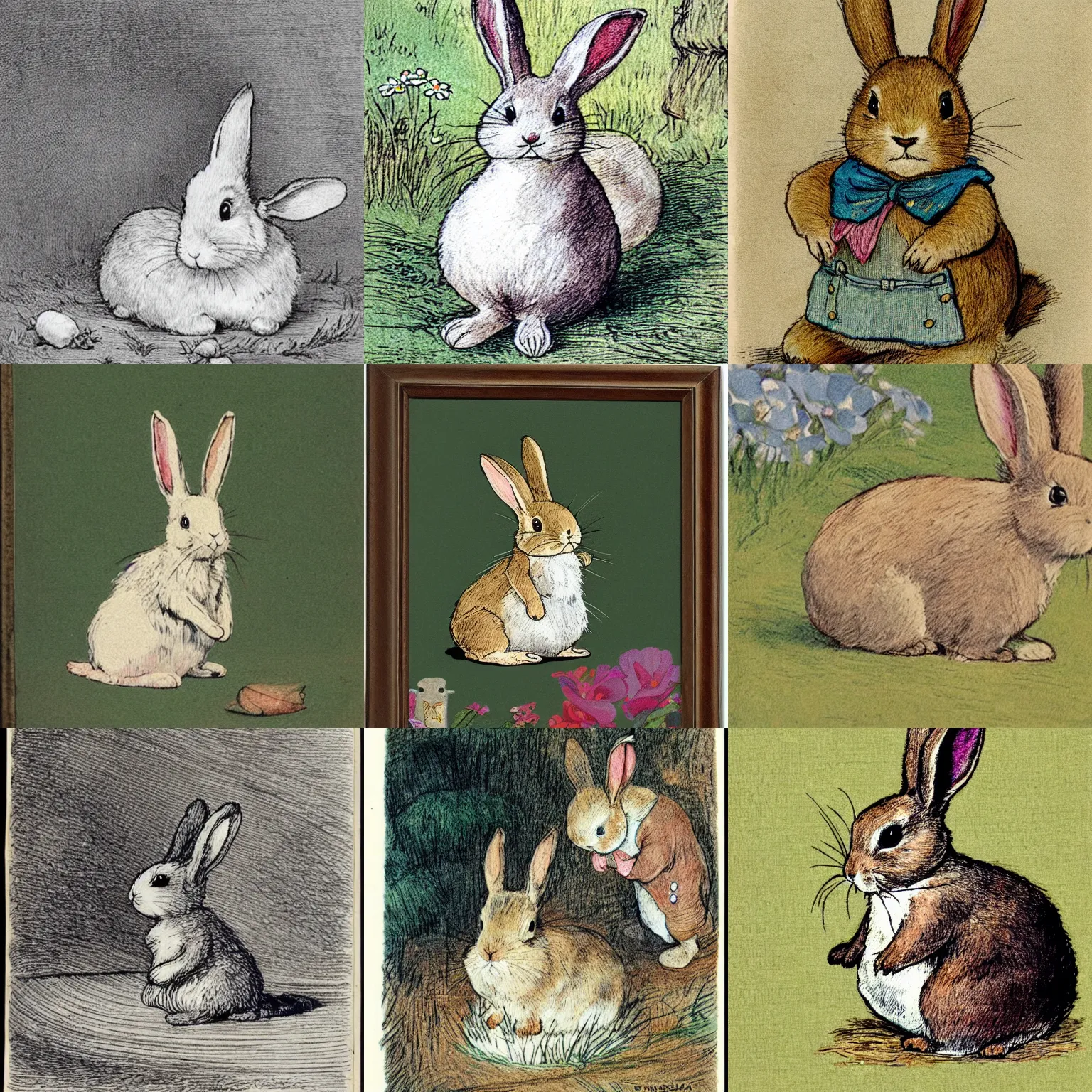 Prompt: bunny, illustrated by beatrix potter