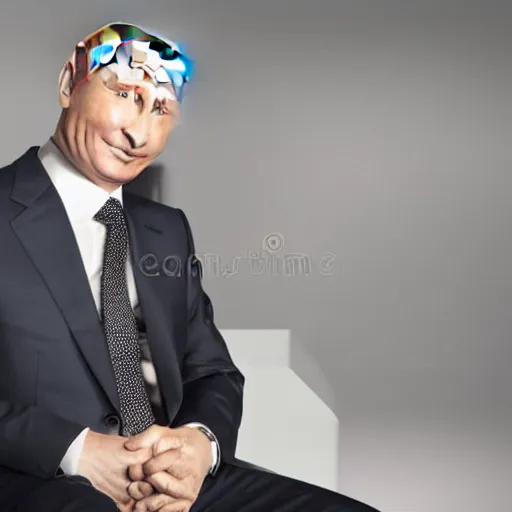 Image similar to vladimir putin laughing in stock images, bright, studio photo