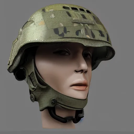 Image similar to military headgear helmet soldier nano tech mechanical mask vision future sharp crisp front view faceless trending on artstation digital paint 4 k render unreal engine digital painting