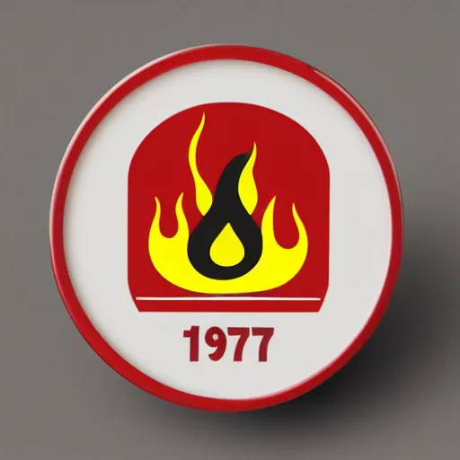 Prompt: a photo of a retro 1 9 7 0 s minimalistic clean fire warning label enamel pin, studio lighting, behance
