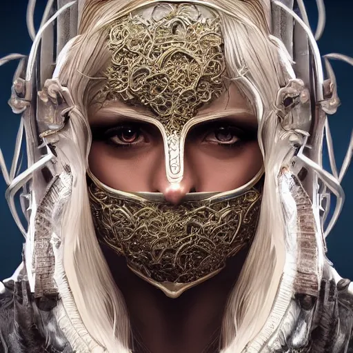Image similar to Very very very very highly detailed epic photo of face with venetian mask, intricate, dystopian, sci-fi, extremely detailed, digital painting, artstation, concept art, smooth, sharp focus, illustration, intimidating lighting, incredible art by Artgerm