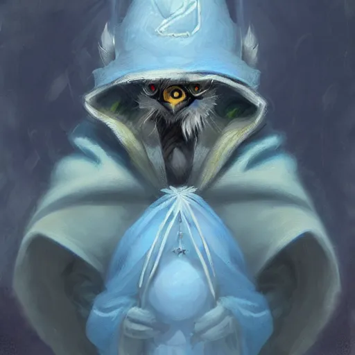 Image similar to wise old blue jay, tiny, small, short, wizard robe, cute and adorable, pretty, beautiful, dnd character art portrait, matte fantasy painting, deviantart artstation, by jason felix by steve argyle by tyler jacobson by peter mohrbacher, cinema