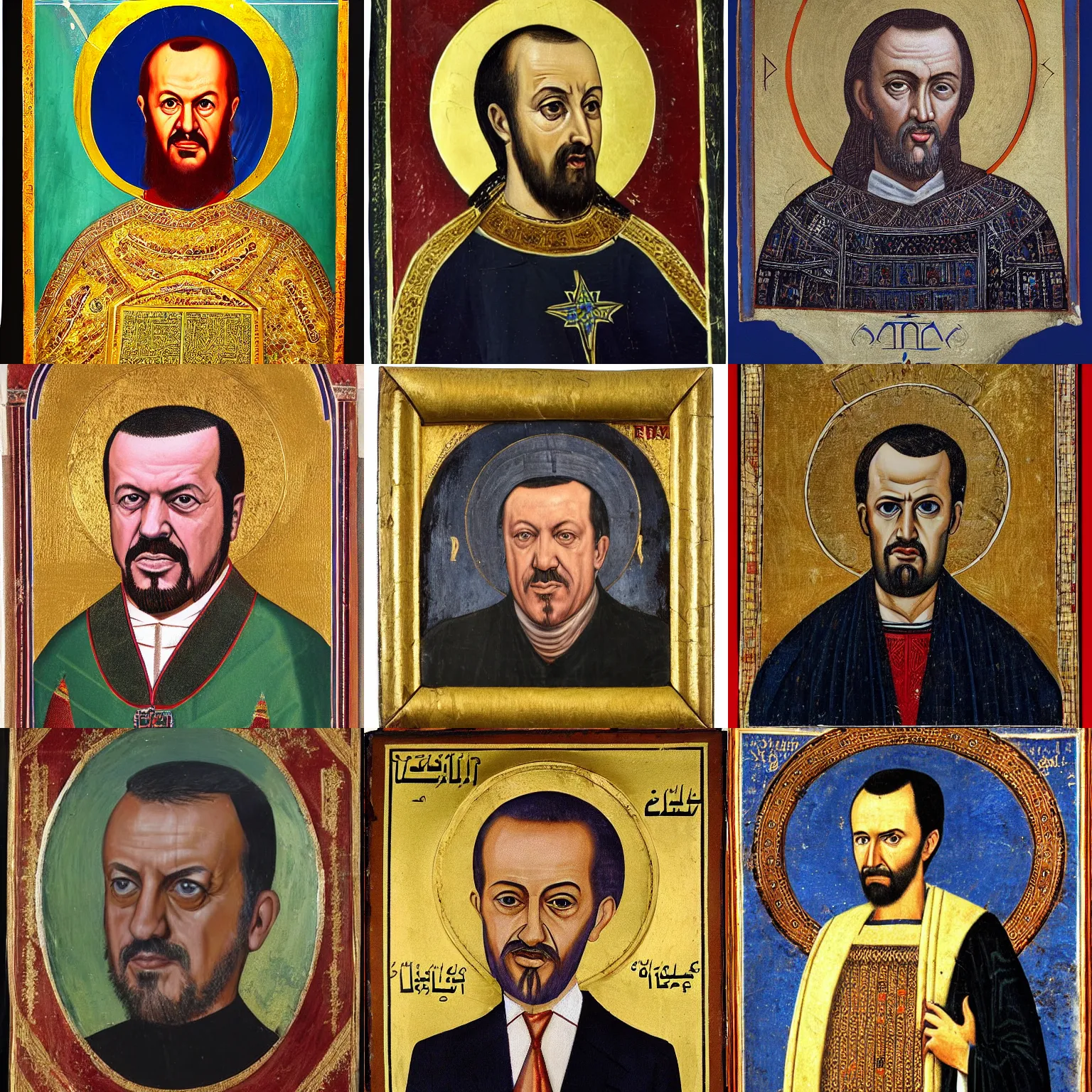 Prompt: byzantine portrait of recep tayyip erdogan