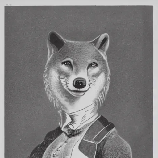Prompt: 1890s advertisement featuring an anthropomorphic wolf